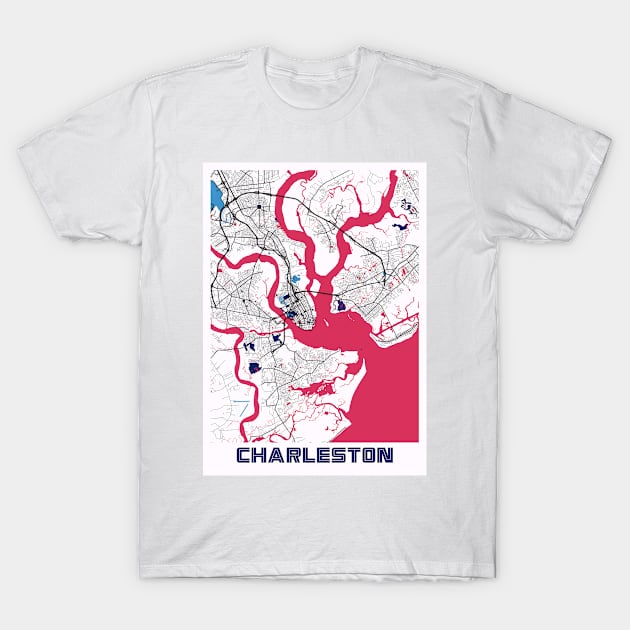 Charleston - United States MilkTea City Map T-Shirt by tienstencil